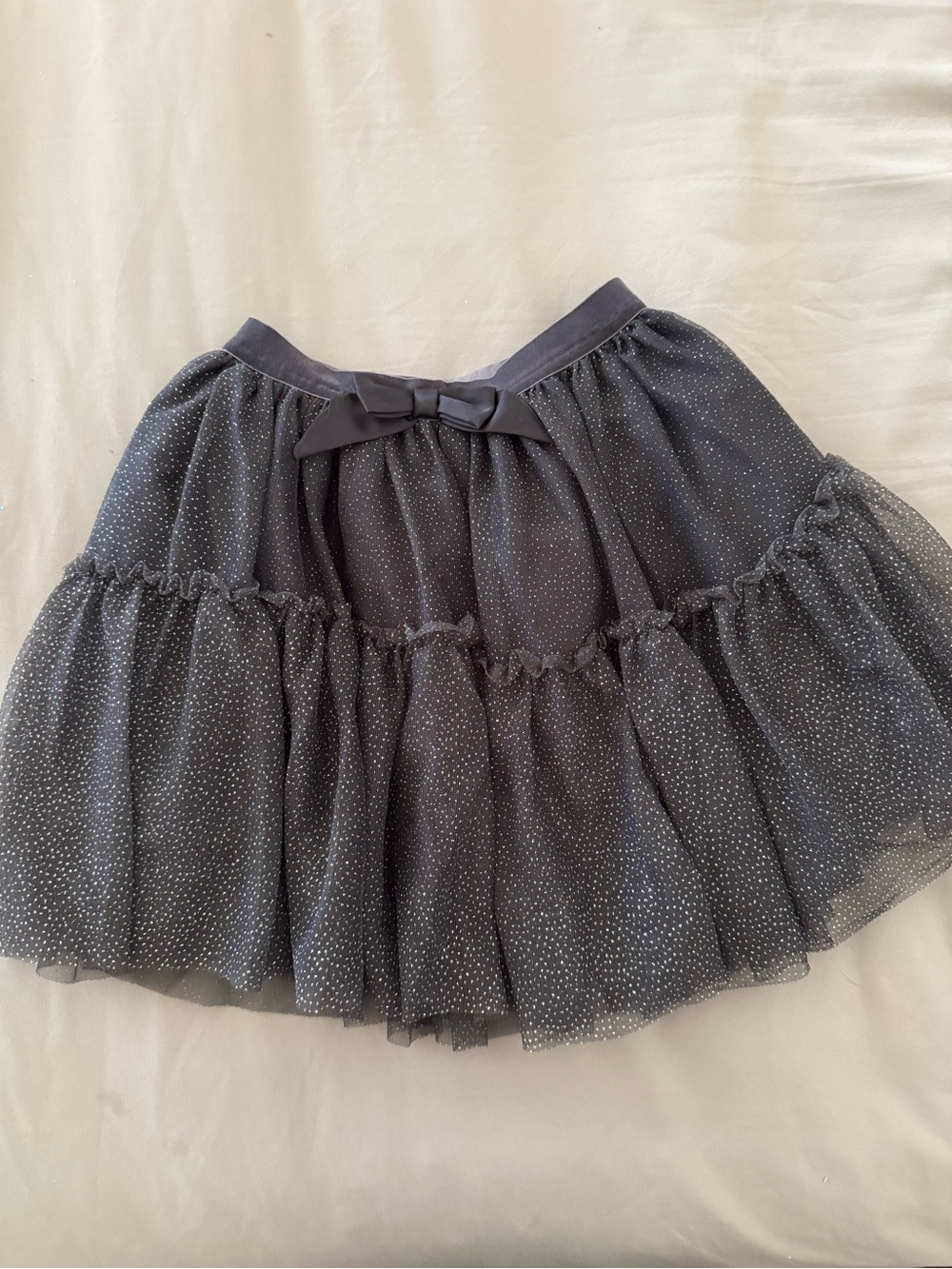H&M Black Sparkle Tulle Skirt with Bow Accent